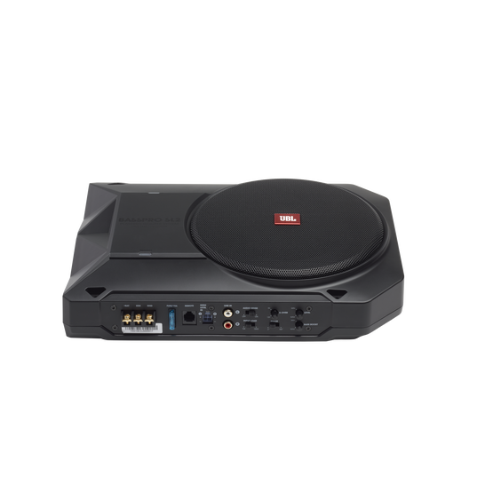 BassPro SL2 - Black - Add high-performance bass with a low-profile woofer enclosure - Self-Powered, 8" (200mm) low-profile  under seat subwoofer system - Detailshot 1