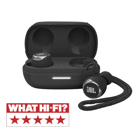 JBL Reflect Flow Pro - Black - Waterproof true wireless Noise Cancelling active sport earbuds - Hero