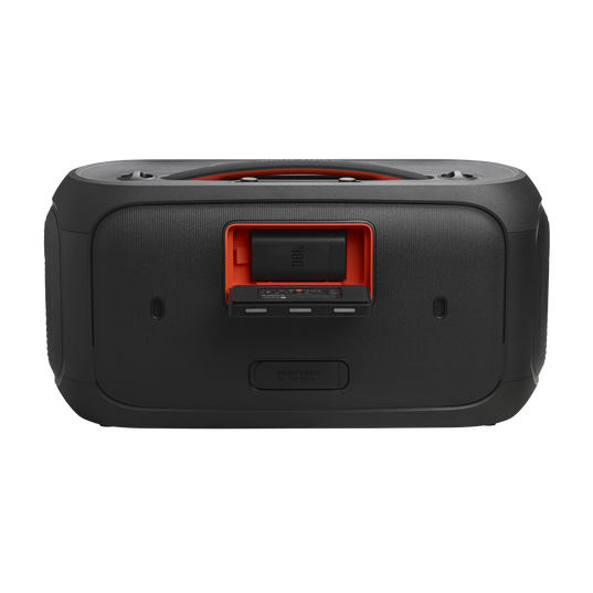 JBL PartyBox On-the-Go 2 - Black - Portable party speaker with two wireless digital mics, handle and a shoulder strap - Back