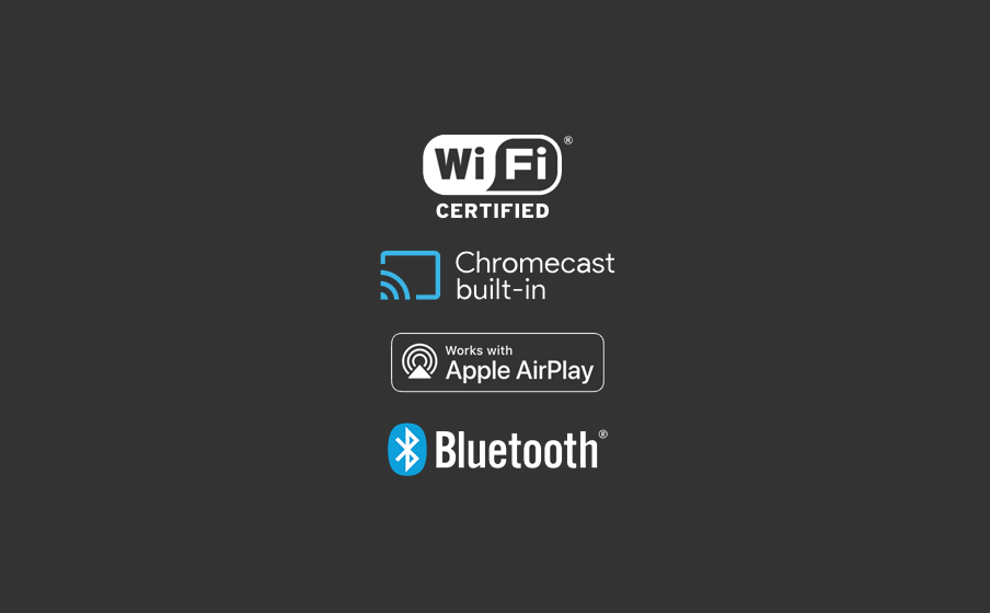 Wireless Streaming Audio via Chromecast, AirPlay 2, and Bluetooth