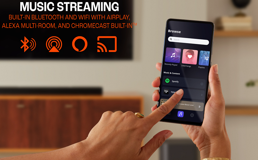 Wi-Fi tích hợp với AirPlay, Alexa Multi-Room Music và Chromecast tích hợp™